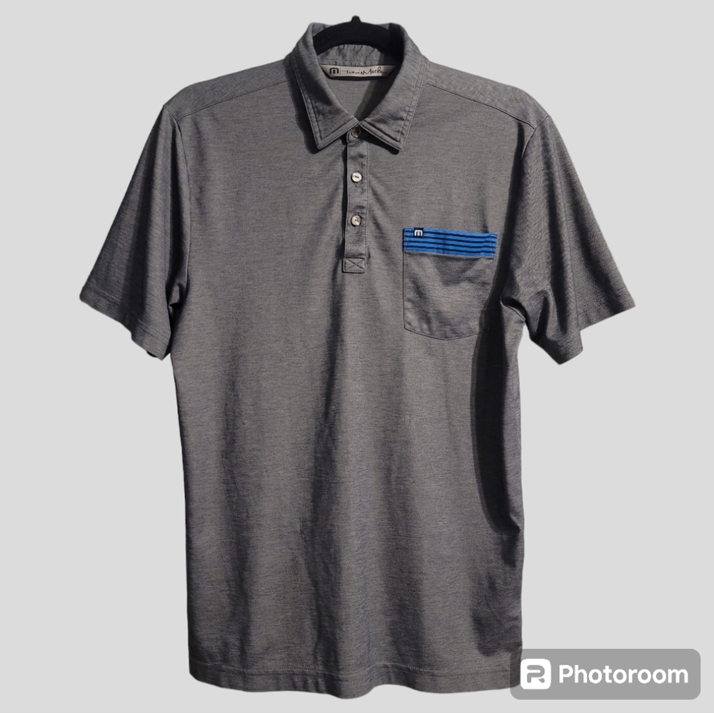 Travis Mathew Polo Shirt Mens Small Gray Short Sleeve Logo Golf Casual Outdoors